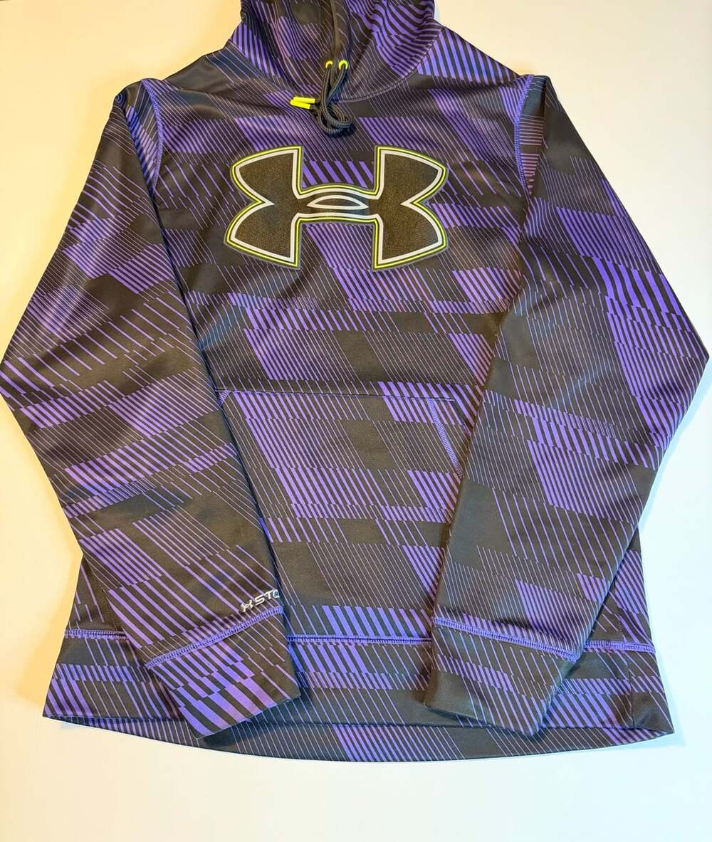 Under Armour Storm Hoodie Size MD/M Purple Black Striped Graphic
